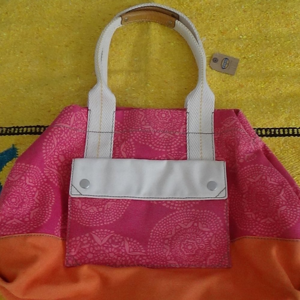 FOSSIL LARGE CANVAS TOTE LENA FLAMINGO PINK